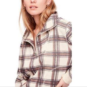 Free People Why Not Plaid Quarter Zip Pullover